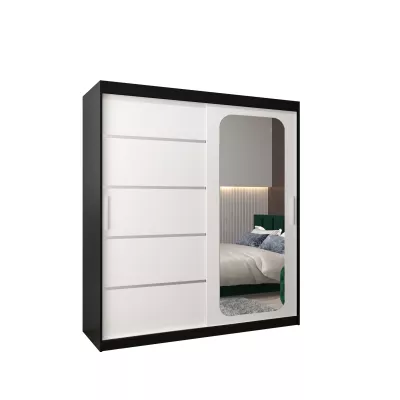 Zrkadlová skriňa DONICELA 3 - 180 cm, čierna / biela