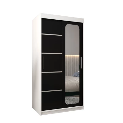 Zrkadlová skriňa DONICELA 3 - 100 cm, biela / čierna