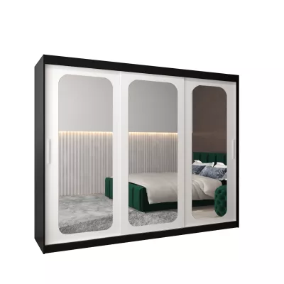 Zrkadlová skriňa DONICELA 2 - 250 cm, čierna / biela
