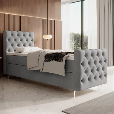 Čalúnená posteľ 90x200 ADRIA PLUS s úložným priestorom - ľavá, svetlo šedá