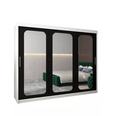 Zrkadlová skriňa DONICELA 2 - 250 cm, biela / čierna