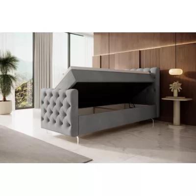 Čalúnená posteľ 90x200 ADRIA COMFORT PLUS s úložným priestorom - pravá, svetlo šedá