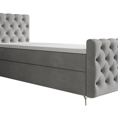 Čalúnená posteľ 90x200 ADRIA COMFORT PLUS s úložným priestorom - ľavá, svetlo šedá