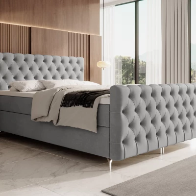 Čalúnená posteľ 160x200 ADRIA COMFORT PLUS s úložným priestorom - svetlo šedá