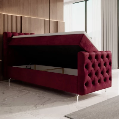 Čalúnená posteľ 90x200 ADRIA COMFORT PLUS s úložným priestorom - ľavá, červená