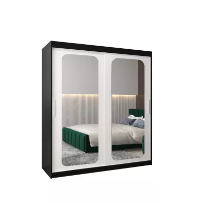 Zrkadlová skriňa DONICELA 2 - 180 cm, čierna / biela