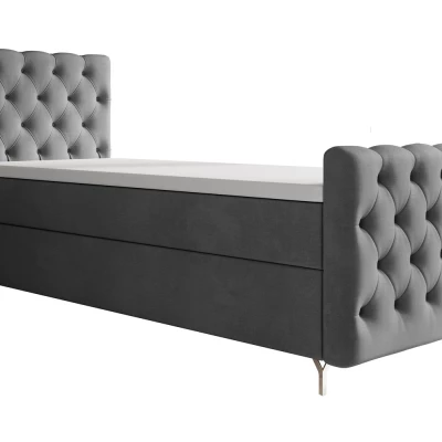 Čalúnená posteľ 80x200 ADRIA PLUS s úložným priestorom - pravá, šedá