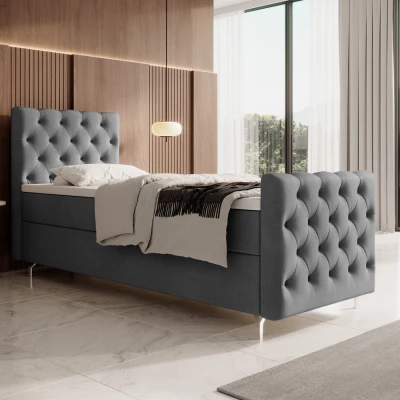 Čalúnená posteľ 80x200 ADRIA COMFORT PLUS s úložným priestorom - pravá, šedá