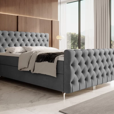 Čalúnená posteľ 160x200 ADRIA COMFORT PLUS s úložným priestorom - šedá
