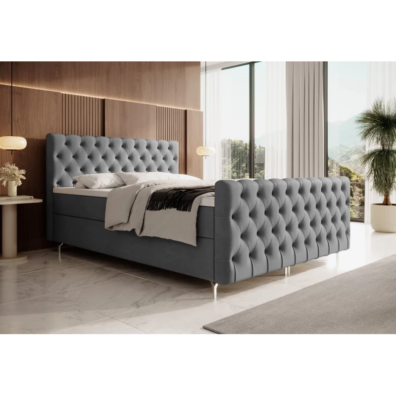 Čalúnená posteľ 160x200 ADRIA COMFORT PLUS s úložným priestorom - šedá