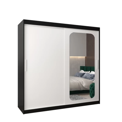 Zrkadlová skriňa DONICELA 1 - 200 cm, čierna / biela
