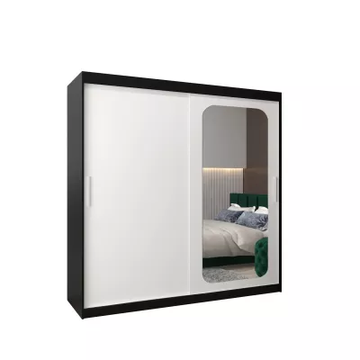 Zrkadlová skriňa DONICELA 1 - 200 cm, čierna / biela