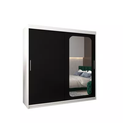 Zrkadlová skriňa DONICELA 1 - 200 cm, biela / čierna