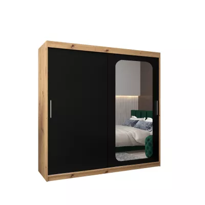 Zrkadlová skriňa DONICELA 1 - 200 cm, artisan / čierna