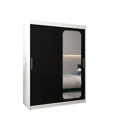 Zrkadlová skriňa DONICELA 1 - 150 cm, biela / čierna