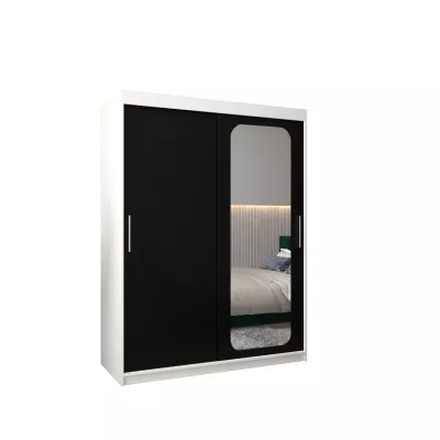 Zrkadlová skriňa DONICELA 1 - 150 cm, biela / čierna