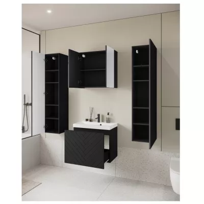 Kúpeľňový set so zrkadlom IZORIA XL 1 - čierny grafit + umývadlo ZDARMA