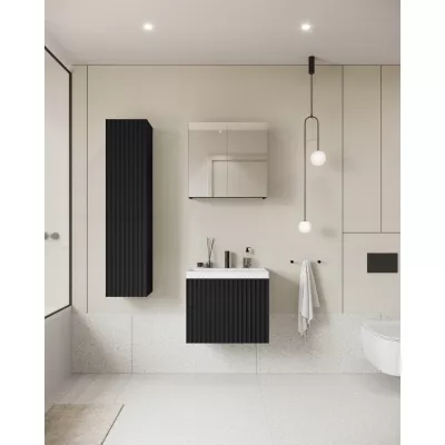 Kúpeľňová zostava so zrkadlom IZORIA 2 - čierny grafit + umývadlo ZDARMA