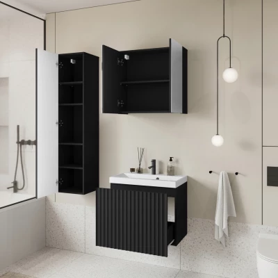 Kúpeľňová zostava so zrkadlom IZORIA 2 - čierny grafit + umývadlo ZDARMA