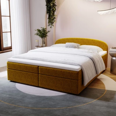 Čalúnená posteľ 180x200 KIRSTEN 2 s úložným priestorom - horčicová