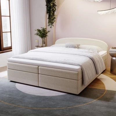 Čalúnená posteľ 180x200 KIRSTEN 2 s úložným priestorom - krémová