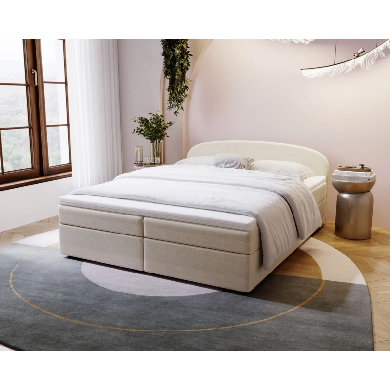 Čalúnená posteľ 180x200 KIRSTEN 2 s úložným priestorom - krémová
