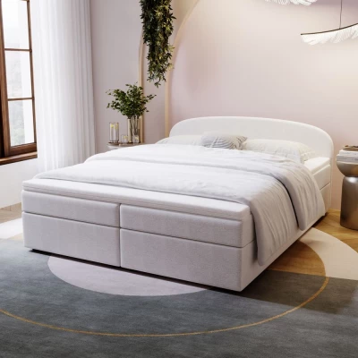 Čalúnená posteľ 180x200 KIRSTEN 2 s úložným priestorom - biela