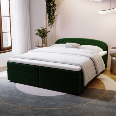 Čalúnená posteľ 160x200 KIRSTEN 2 s úložným priestorom - zelená