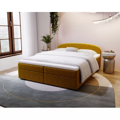 Čalúnená posteľ 160x200 KIRSTEN 2 s úložným priestorom - horčicová