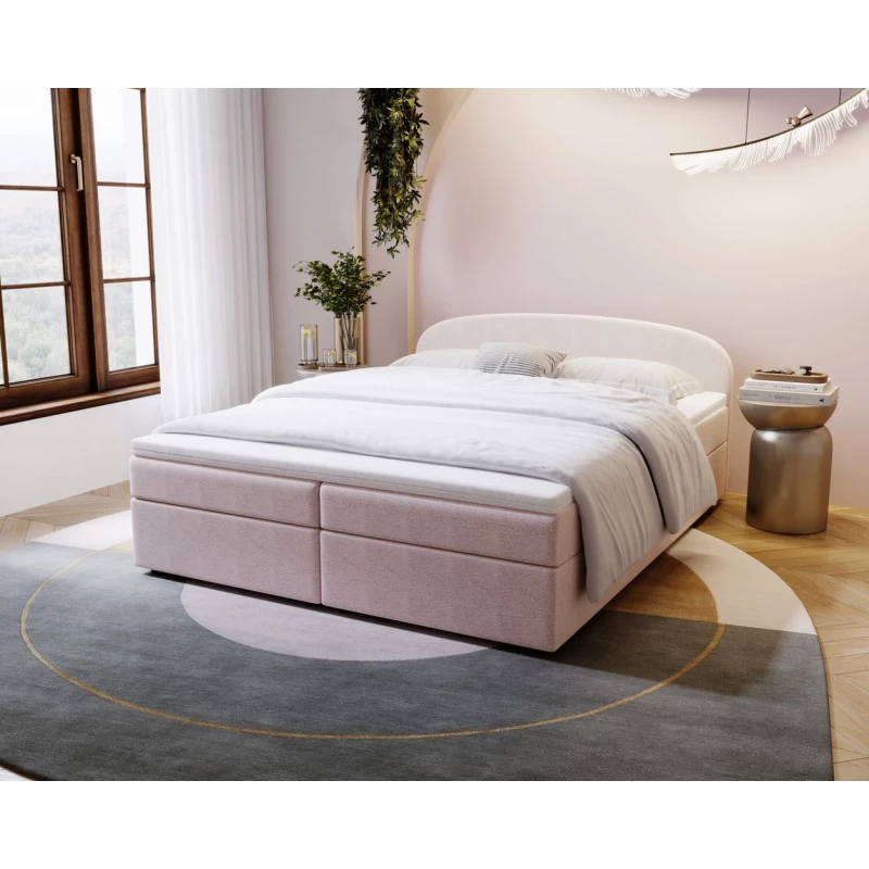 Čalúnená posteľ 160x200 KIRSTEN 2 s úložným priestorom - béžová