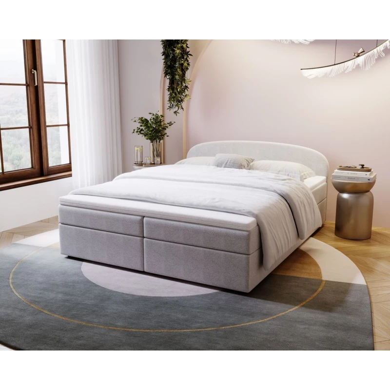 Čalúnená posteľ 140x200 KIRSTEN 2 s úložným priestorom - svetlo šedá