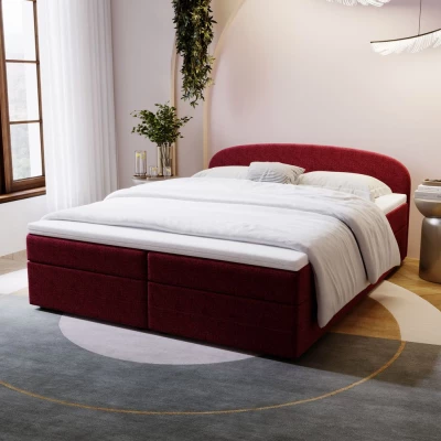 Čalúnená posteľ 140x200 KIRSTEN 2 s úložným priestorom - červená