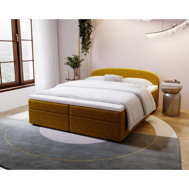 Čalúnená posteľ 180x200 KIRSTEN 1 s úložným priestorom - horčicová