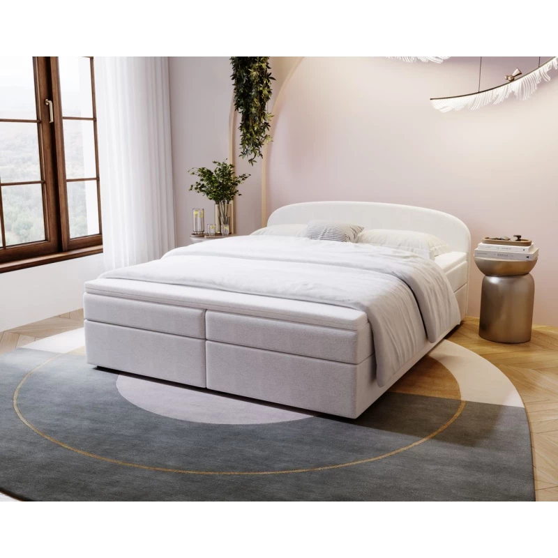 Čalúnená posteľ 160x200 KIRSTEN 1 s úložným priestorom - biela