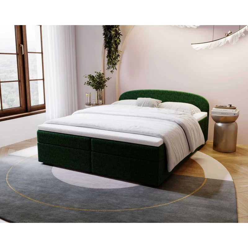 Čalúnená posteľ 140x200 KIRSTEN 1 s úložným priestorom - zelená