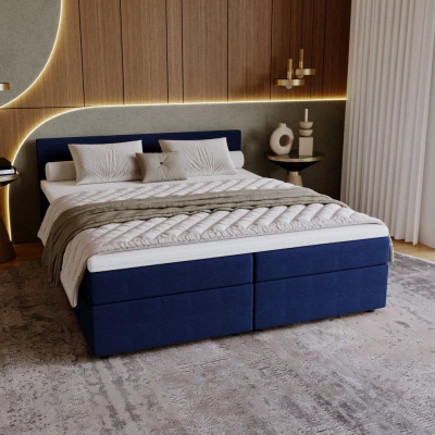 Čalúnená posteľ 180x200 SUVI 2 s úložným priestorom - tmavo modrá