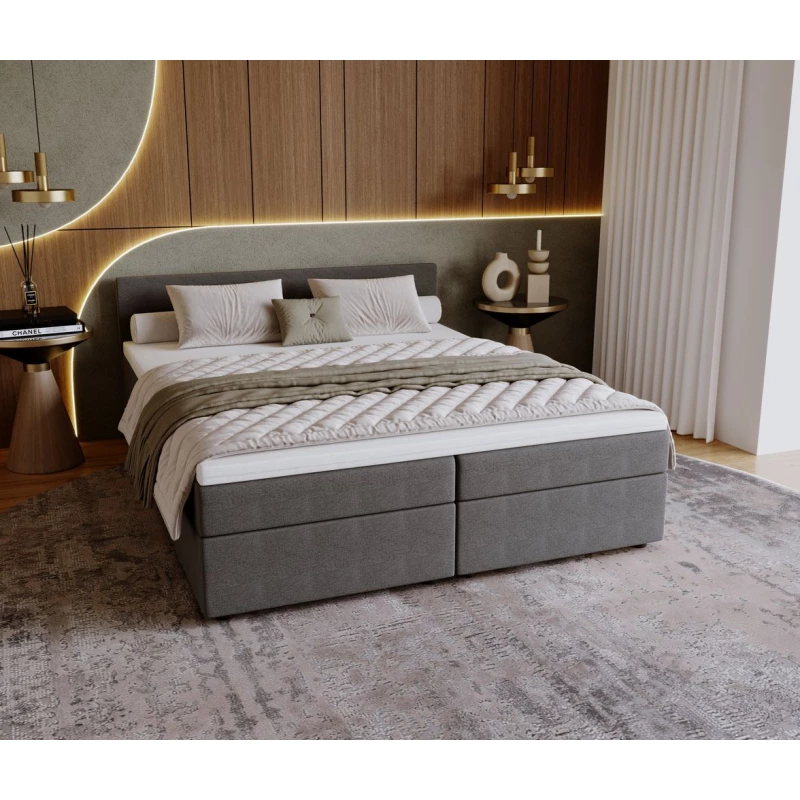 Čalúnená posteľ 180x200 SUVI 2 s úložným priestorom - šedá