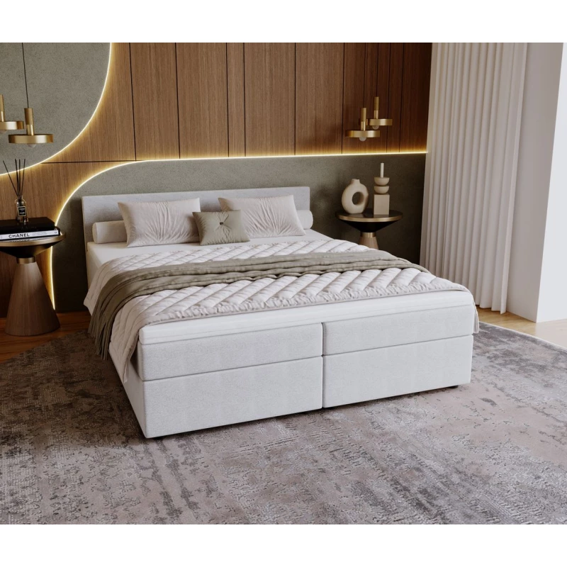 Čalúnená posteľ 160x200 SUVI 2 s úložným priestorom - svetlo šedá