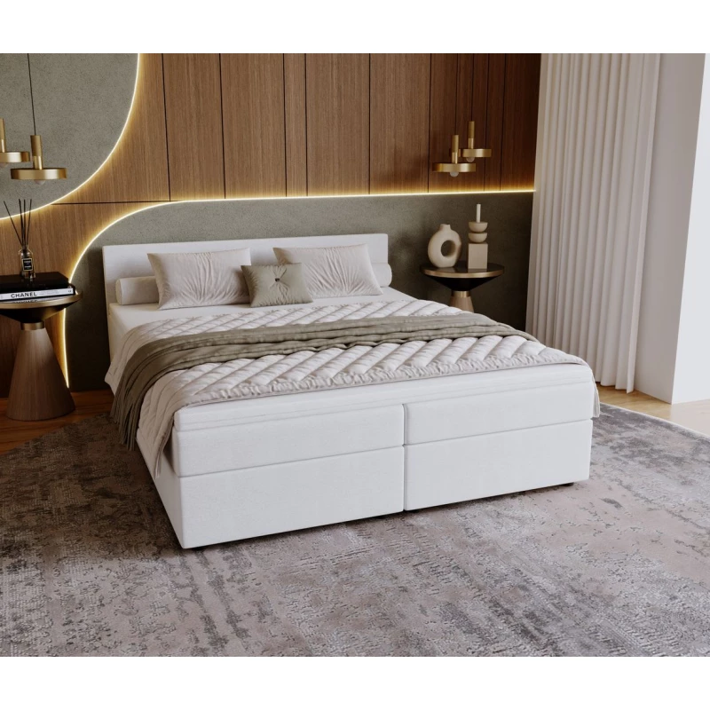 Čalúnená posteľ 160x200 SUVI 2 s úložným priestorom - biela