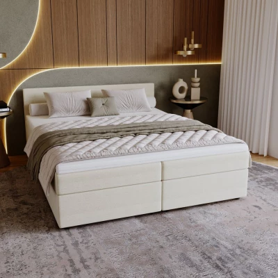 Čalúnená posteľ 160x200 SUVI 2 s úložným priestorom - krémová