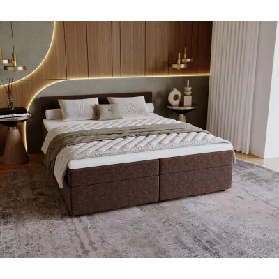 Čalúnená posteľ 140x200 SUVI 2 s úložným priestorom - svetlo hnedá