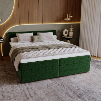 Čalúnená posteľ 140x200 SUVI 2 s úložným priestorom - zelená