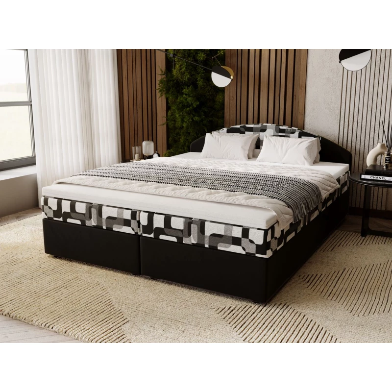 Manželská posteľ 180x200 LIZANA 3 s úložným priestorom - čierna / vzor 3