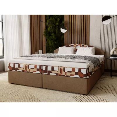 Manželská posteľ 180x200 LIZANA 3 s úložným priestorom - béžová / vzor 1