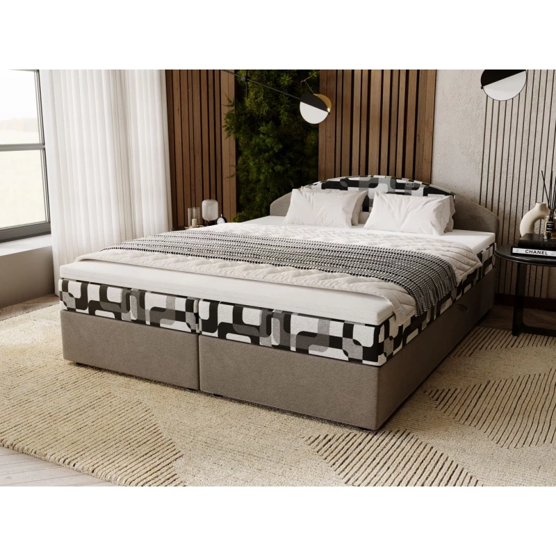 Manželská posteľ 160x200 LIZANA 3 s úložným priestorom - svetlo hnedá / vzor 3