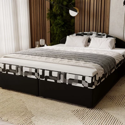 Manželská posteľ 160x200 LIZANA 3 s úložným priestorom - čierna / vzor 3
