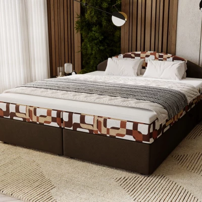 Manželská posteľ 140x200 LIZANA 3 s úložným priestorom - hnedá / vzor 1