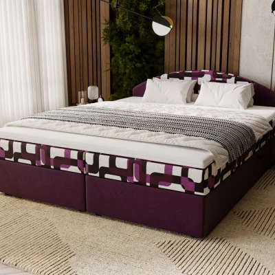 Manželská posteľ 160x200 LIZANA 2 s úložným priestorom - fialová / vzor 2