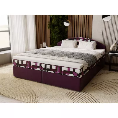 Manželská posteľ 160x200 LIZANA 2 s úložným priestorom - fialová / vzor 2