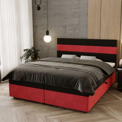 Manželská posteľ 180x200 ZOE 3 s úložným priestorom - čierna / červená
